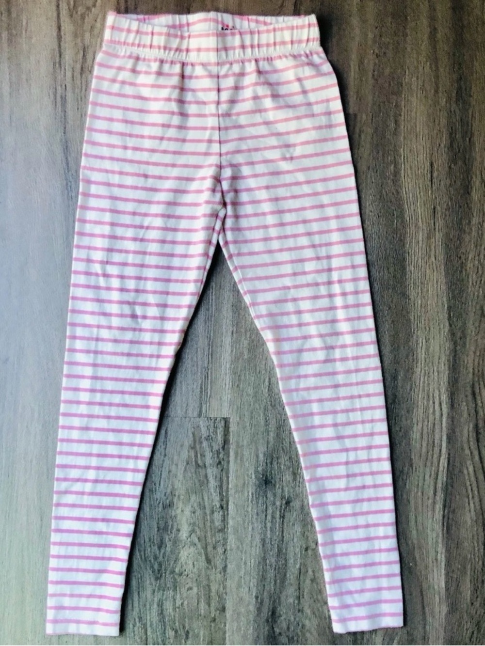 Mini Boden Striped Leggings Youth 11-12 152 cm Pink Cream Whimsical Stretchy Fun